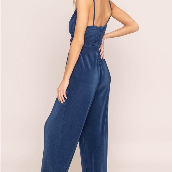 ASTR Pleated Cutout Jumpsuit in Blue - Picture 3 of 5